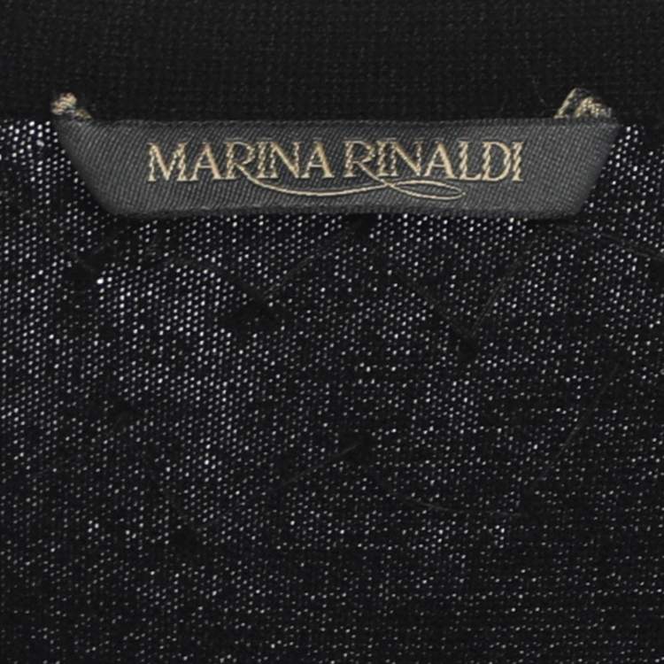 Pre Owned Marina Rinaldi Black Jersey Beads Embellished Tops XL