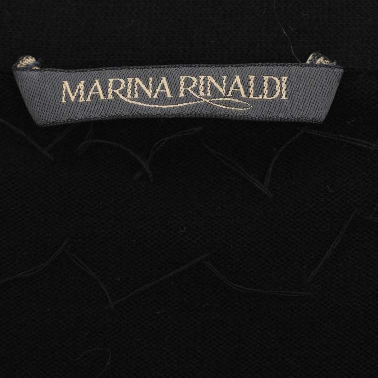 Pre Owned Marina Rinaldi Black Jersey Beads Embellished Tops XL