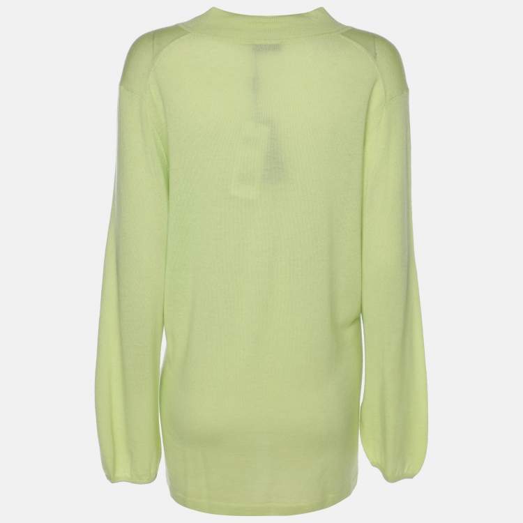 Pre Owned Basler Green Stretch Knit Long Sleeve Shirt XL