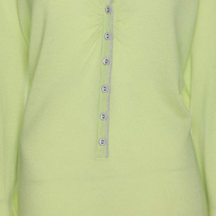 Pre Owned Basler Green Stretch Knit Long Sleeve Shirt XL