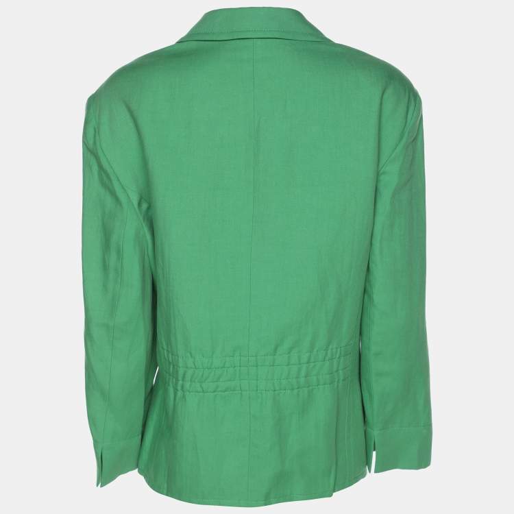 Pre Owned Basler Green Linen Blend Single Breasted Blazer XL