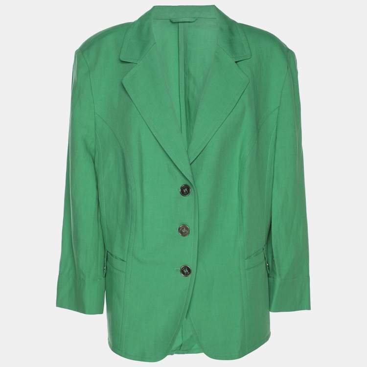 Pre Owned Basler Green Linen Blend Single Breasted Blazer XL