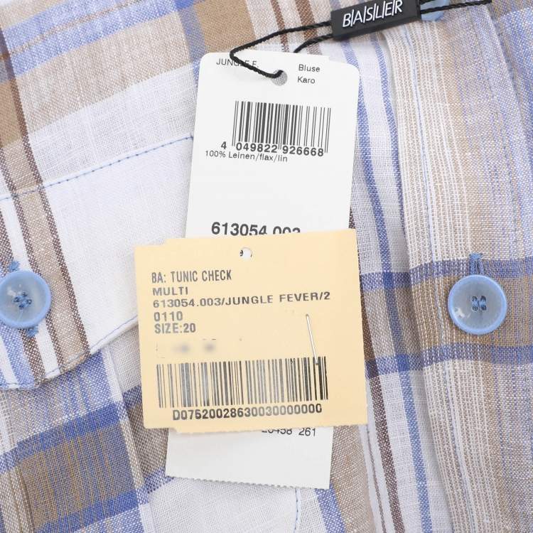 Pre Owned Basler Multicolor Check Linen Long Sleeve Shirt XL