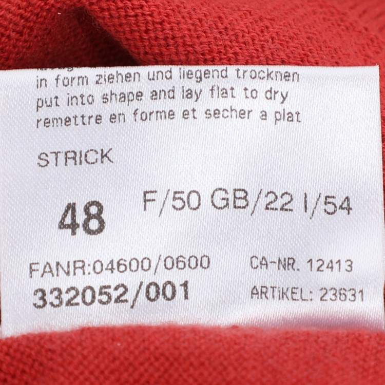 Pre Owned Basler Red Stretch Knit Long Sleeve Sweater XL