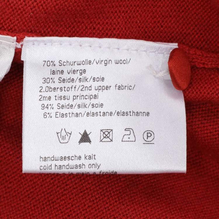 Pre Owned Basler Red Stretch Knit Long Sleeve Sweater XL
