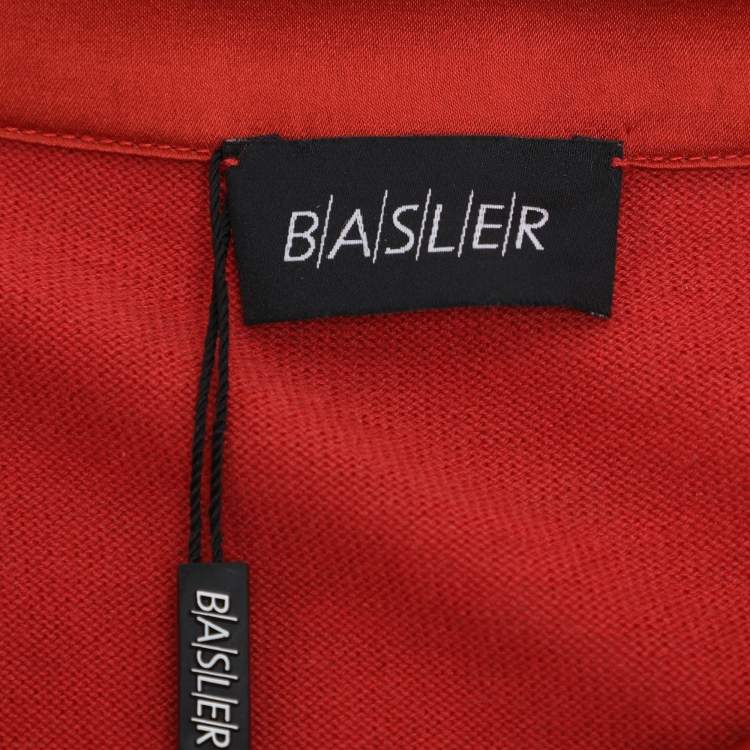 Pre Owned Basler Red Stretch Knit Long Sleeve Sweater XL