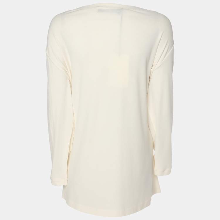 Pre Owned Marina Rinaldi Cream Crepe Sweater L