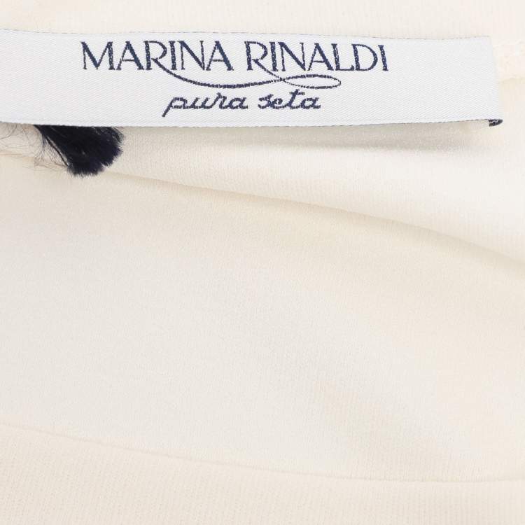 Pre Owned Marina Rinaldi Cream Crepe Sweater L