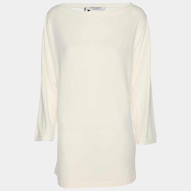Pre Owned Marina Rinaldi Cream Crepe Sweater L