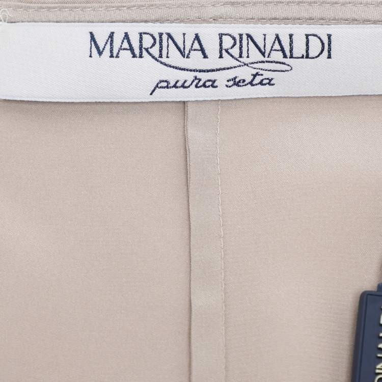 Pre Owned Marina Rinaldi Beige Satin Crystal Embellished Poncho L