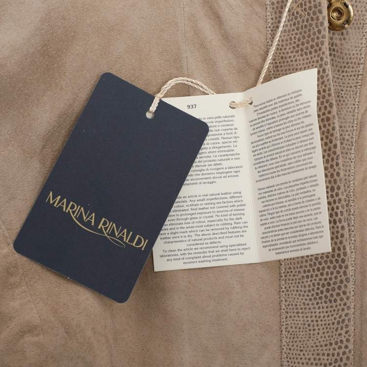 Pre Owned Marina Rinaldi Beige Suede Long Jacket L