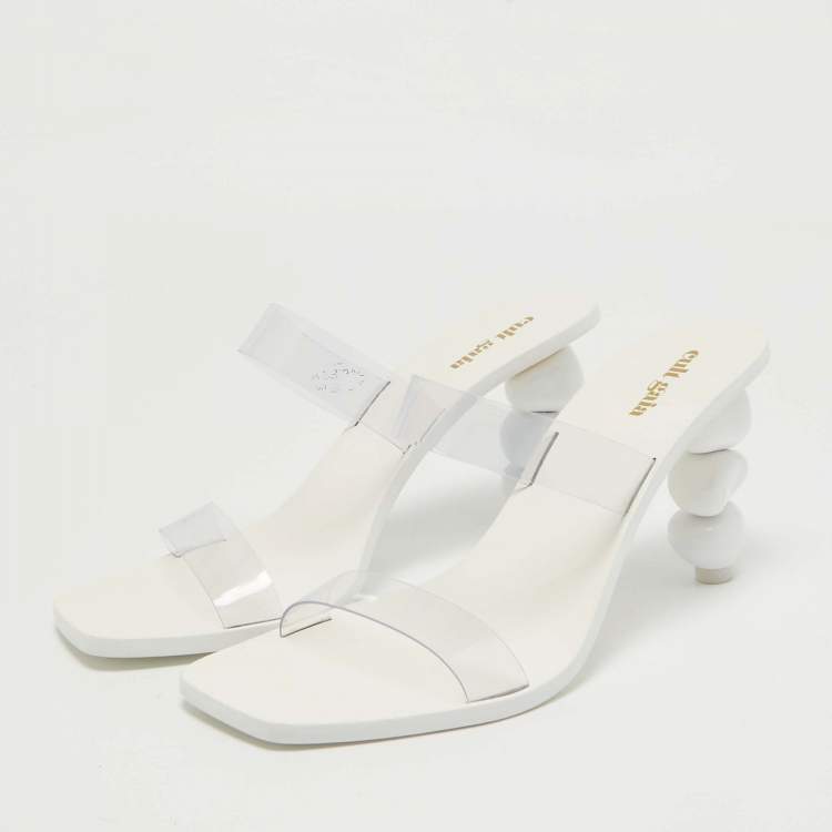 Pre Owned Cult Gaia White/Transparent PVC Slide Sandals Size 39