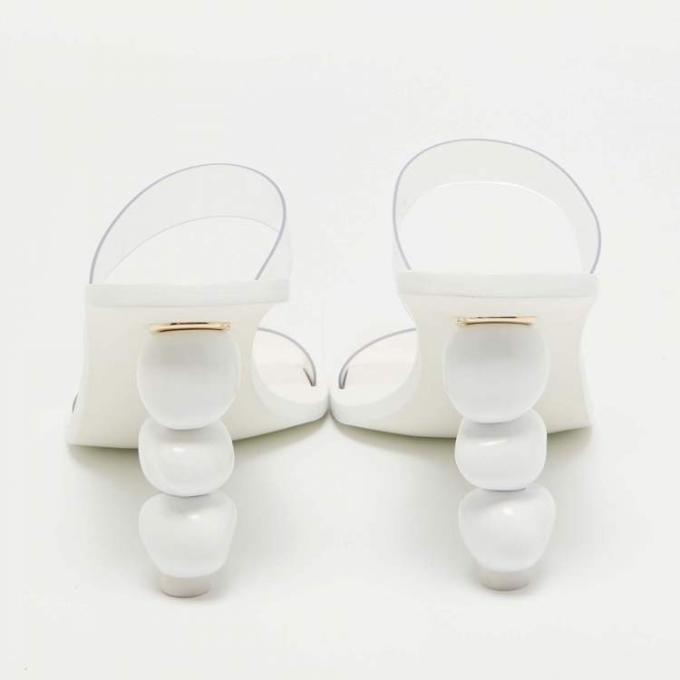 Pre Owned Cult Gaia White/Transparent PVC Slide Sandals Size 39