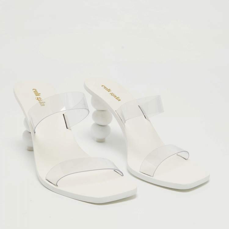 Pre Owned Cult Gaia White/Transparent PVC Slide Sandals Size 39