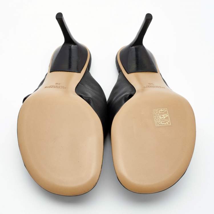 Pre Owned Jacquemus Black Leather Marathon Running Mules Size 38
