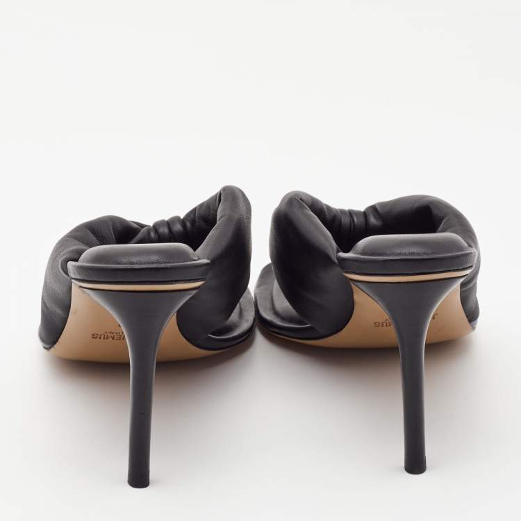 Pre Owned Jacquemus Black Leather Marathon Running Mules Size 38