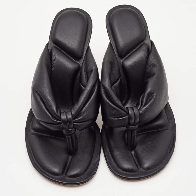 Pre Owned Jacquemus Black Leather Marathon Running Mules Size 38