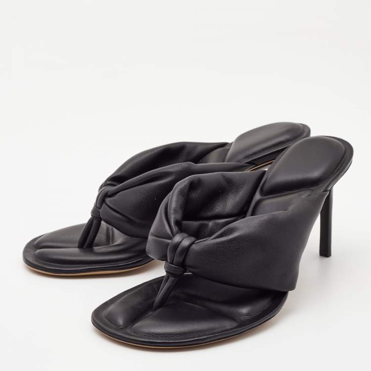 Pre Owned Jacquemus Black Leather Marathon Running Mules Size 38