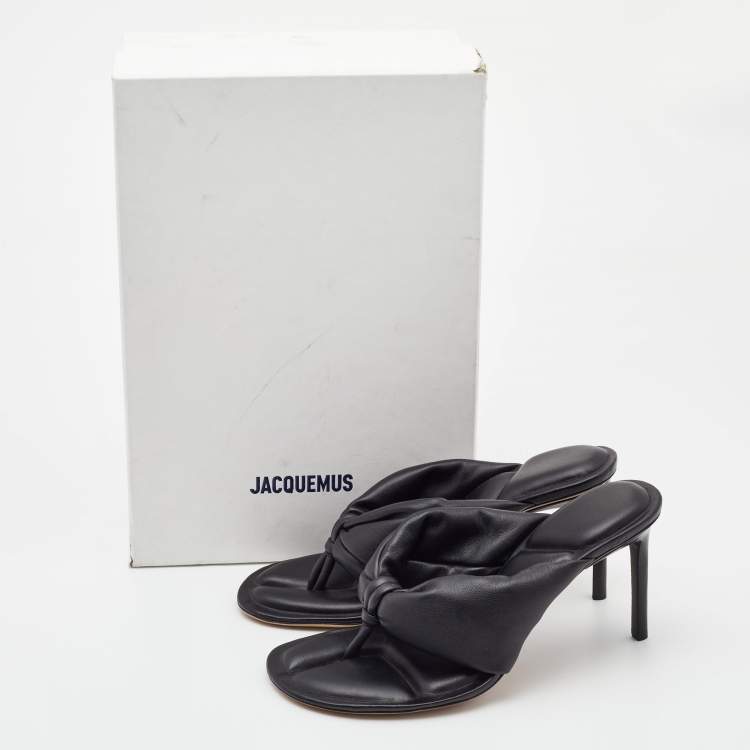 Pre Owned Jacquemus Black Leather Marathon Running Mules Size 38