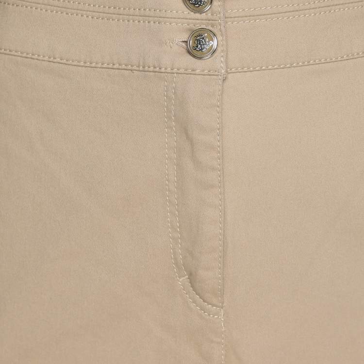 Pre Owned Elena Miro Khaki Stretch Cotton Wide Leg Pants XL