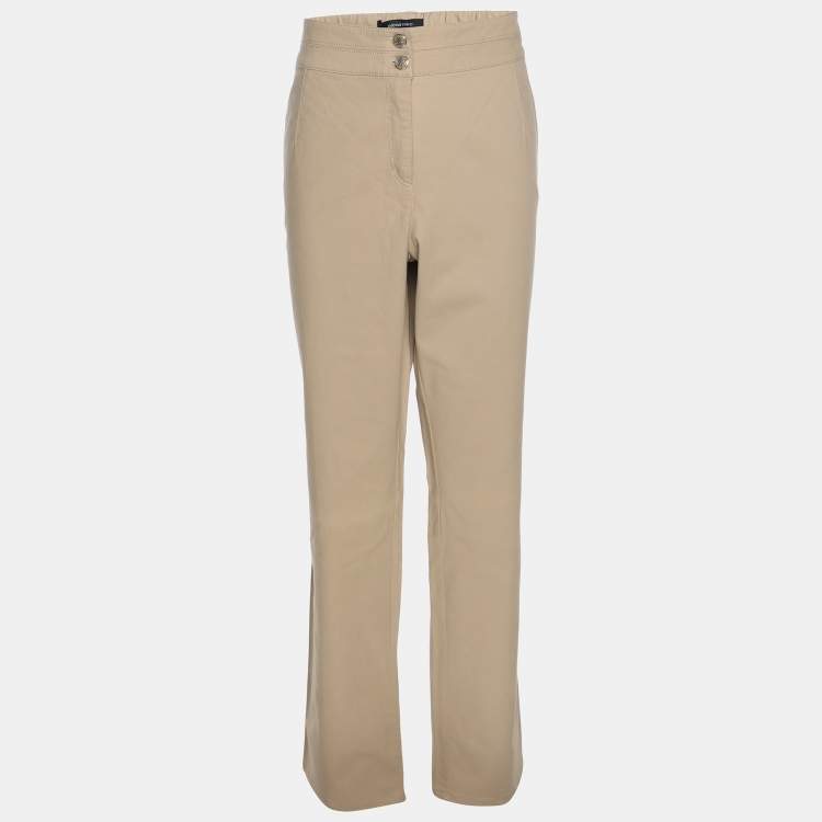Pre Owned Elena Miro Khaki Stretch Cotton Wide Leg Pants XL