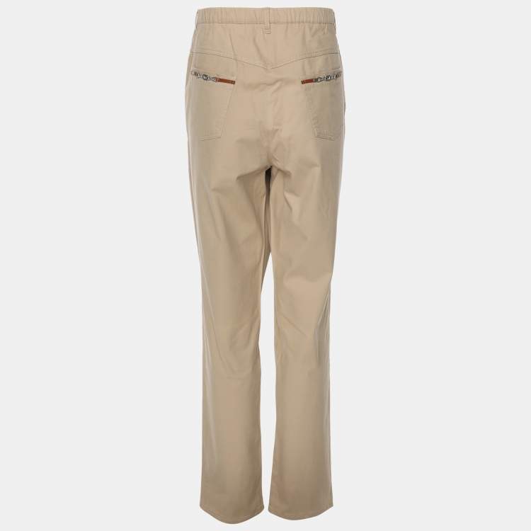 Pre Owned Elena Miro Khaki Stretch Cotton Wide Leg Pants XL