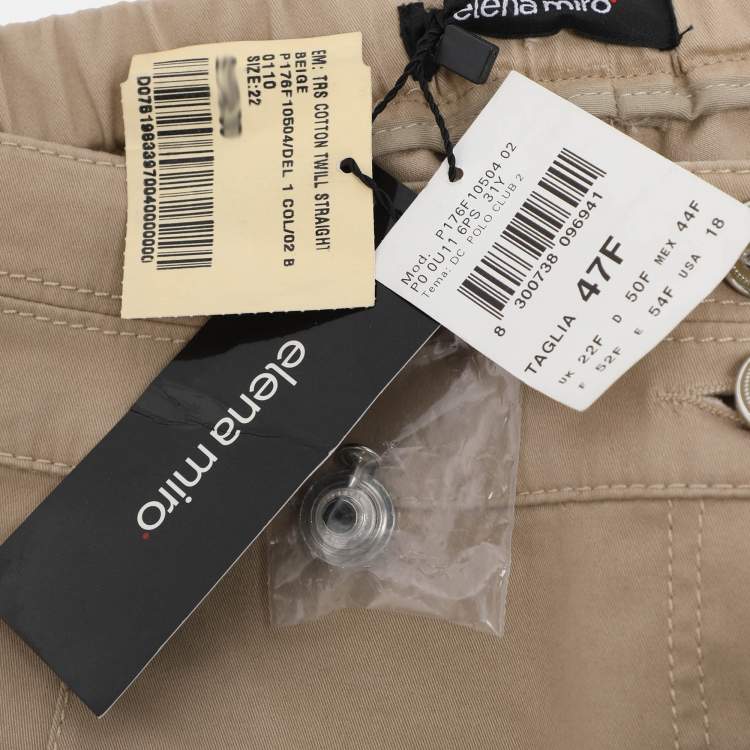 Pre Owned Elena Miro Khaki Stretch Cotton Wide Leg Pants XL