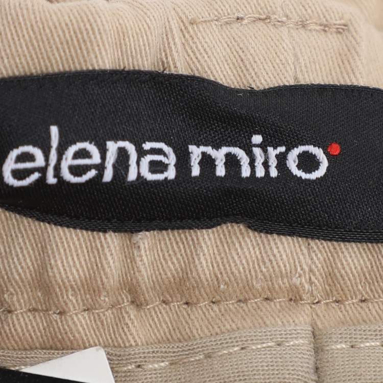 Pre Owned Elena Miro Khaki Stretch Cotton Wide Leg Pants XL