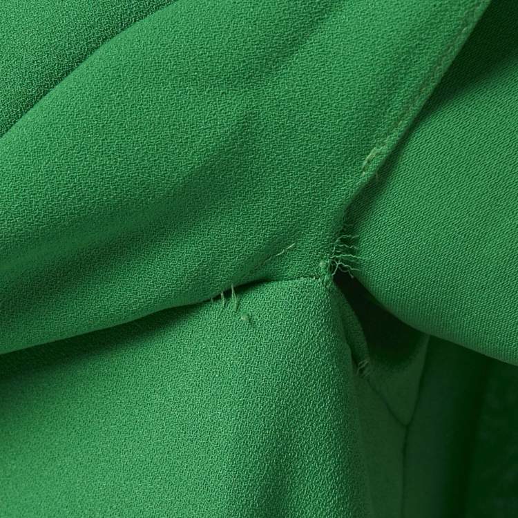 Pre Owned Gemy Maalouf Green Crepe Draped Long Kaftan Dress M