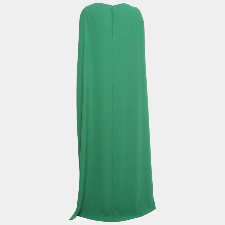 Pre Owned Gemy Maalouf Green Crepe Draped Long Kaftan Dress M
