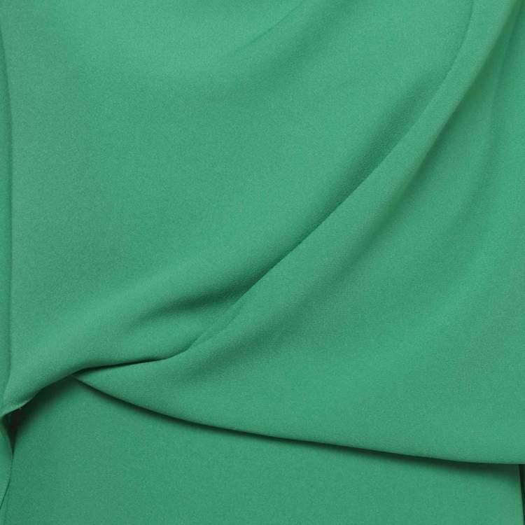 Pre Owned Gemy Maalouf Green Crepe Draped Long Kaftan Dress M