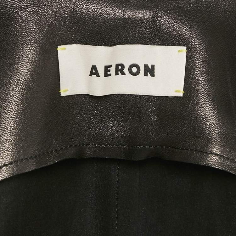 مملوكة مسبقًا Aeron Black Leather Zip Front Sleeveless Dress S