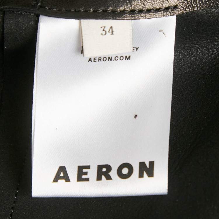 مملوكة مسبقًا Aeron Black Leather Zip Front Sleeveless Dress S