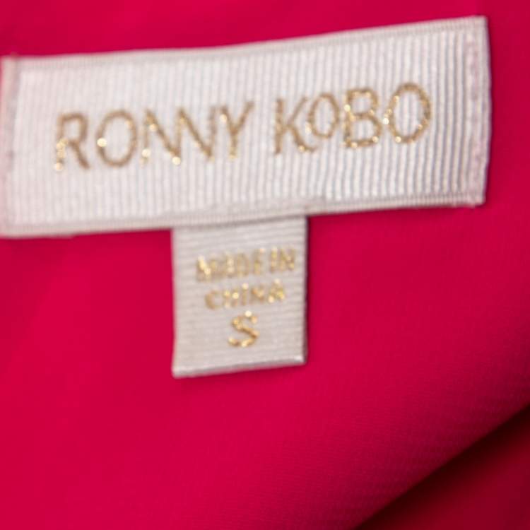 Pre Owned Ronny Kobo Hot Pink Satin Knot Detail Ruched Mini Dress S