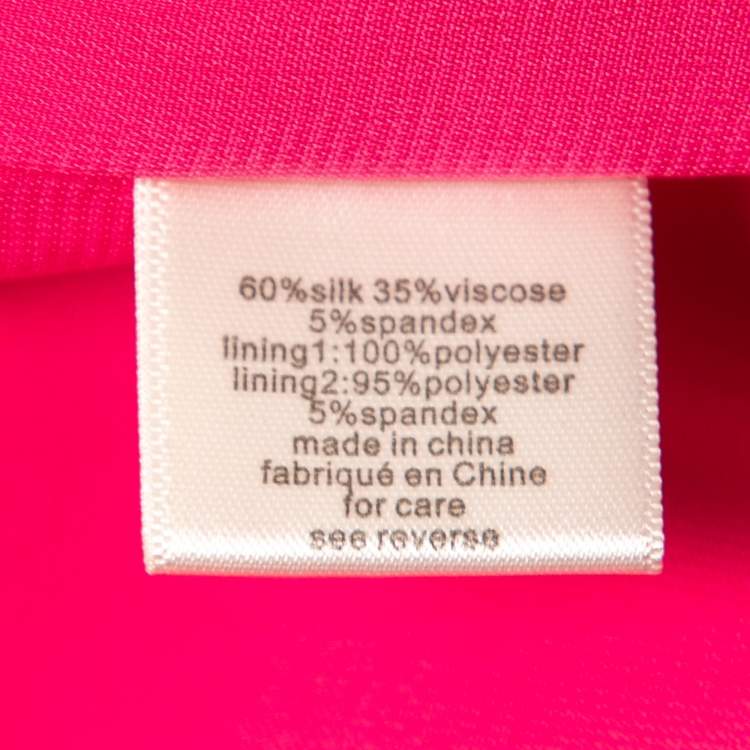 Pre Owned Ronny Kobo Hot Pink Satin Knot Detail Ruched Mini Dress S