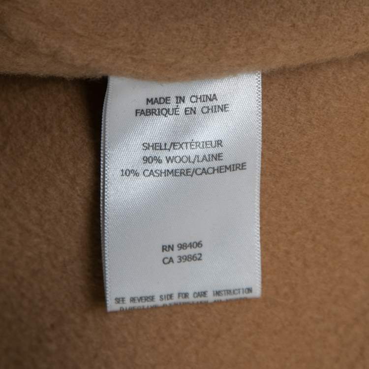 Pre Owned Theory Palomino Beige Wool & Cashmere Double Breasted Coat P