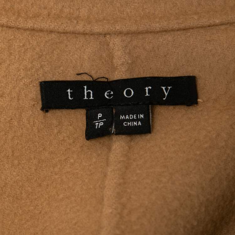 Pre Owned Theory Palomino Beige Wool & Cashmere Double Breasted Coat P