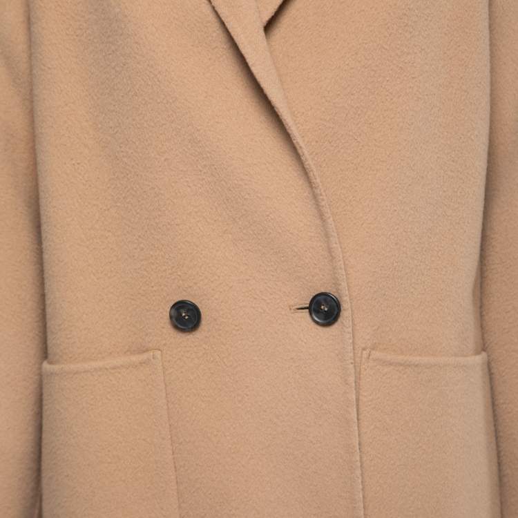 Pre Owned Theory Palomino Beige Wool & Cashmere Double Breasted Coat P