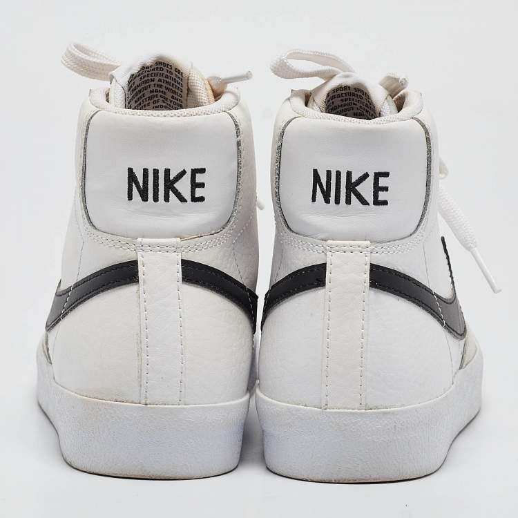 Pre Owned Nike White Leather BLazer High Top Sneakers Size 38.5