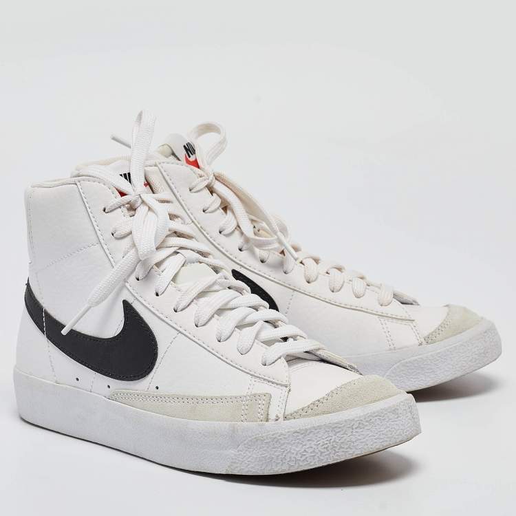 Pre Owned Nike White Leather BLazer High Top Sneakers Size 38.5
