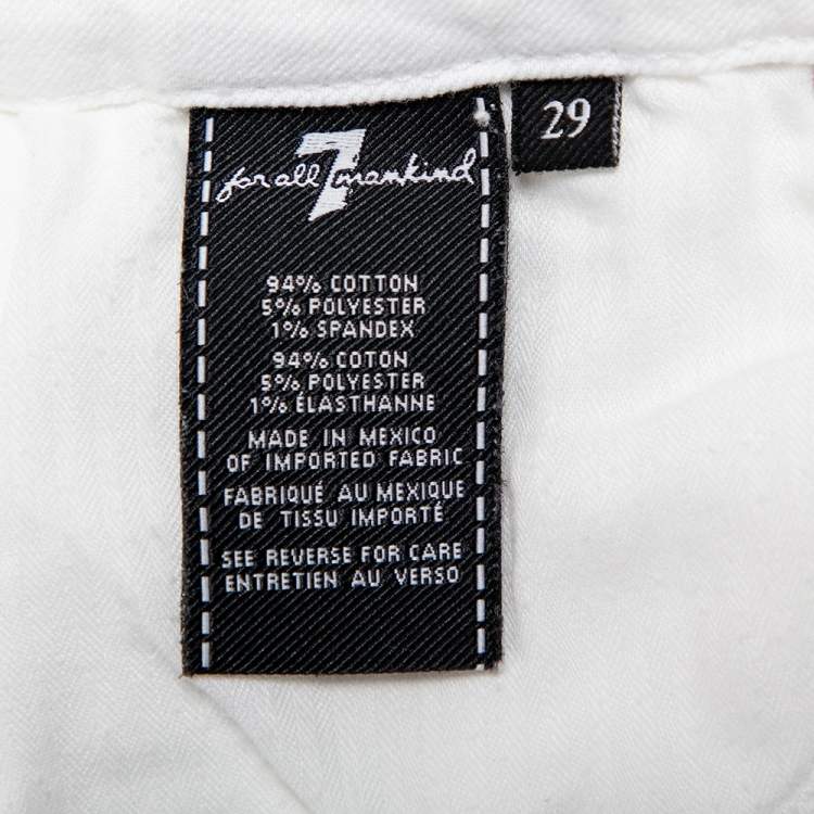 Pre Owned 7forallmankind White Denim Skinny Ankle Length Jeans M