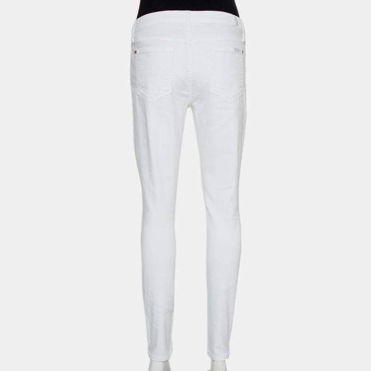 Pre Owned 7forallmankind White Denim Skinny Ankle Length Jeans M