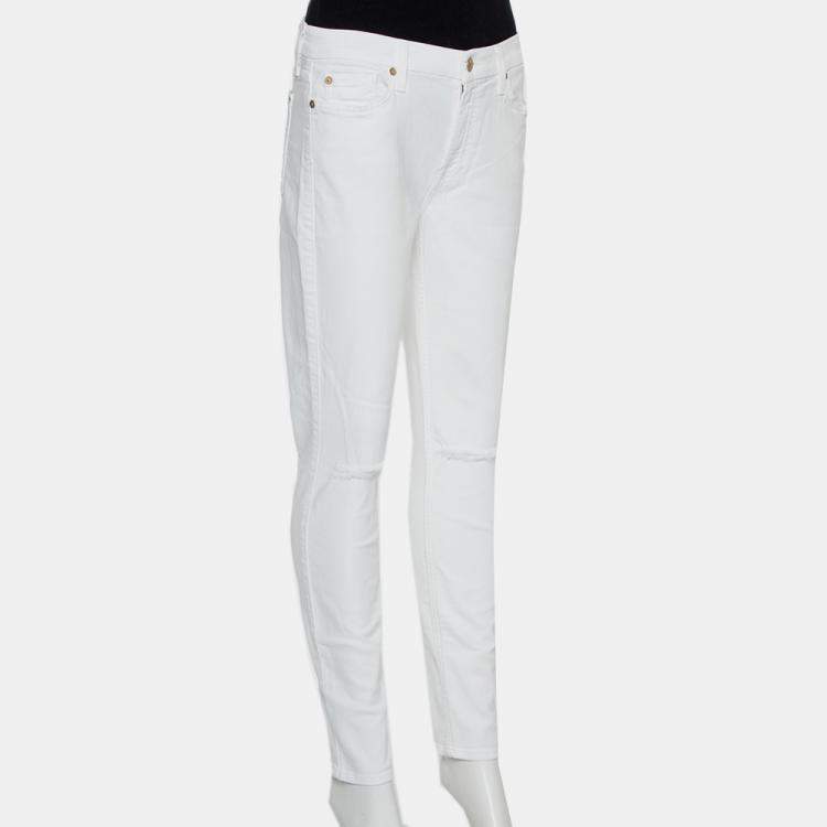 Pre Owned 7forallmankind White Denim Skinny Ankle Length Jeans M