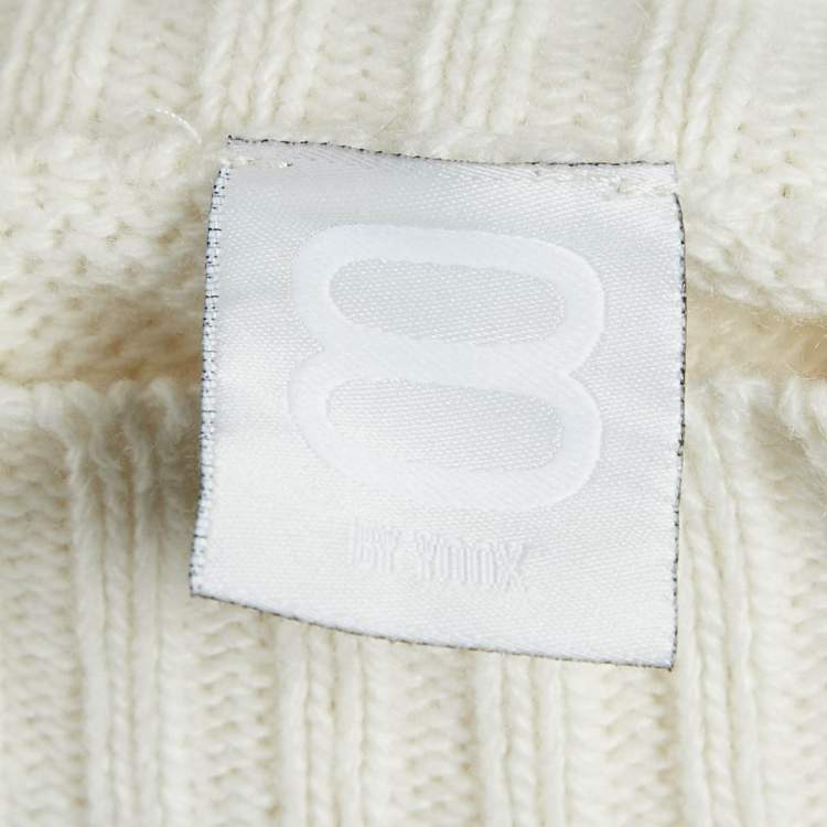 Pre Owned 8 by Yoox Off-White Cable Knit High Neck Long Dress S