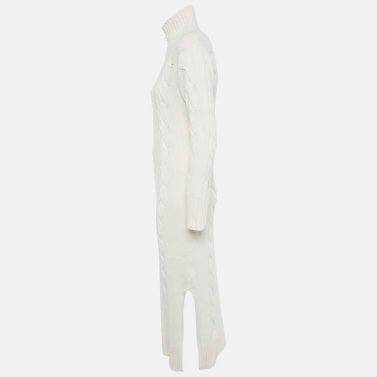 Pre Owned 8 by Yoox Off-White Cable Knit High Neck Long Dress S