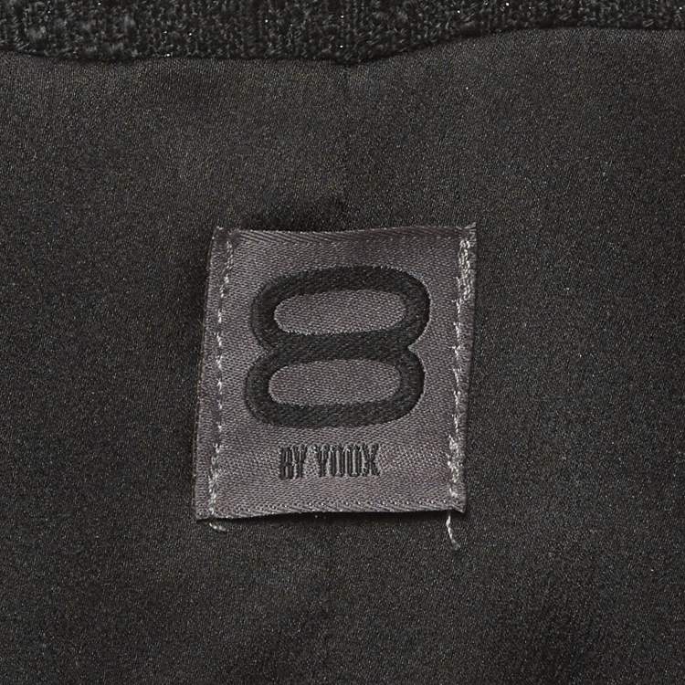 Pre Owned 8 by Yoox Black Tweed Feather Trim Blazer and Mini Skirt Suit S