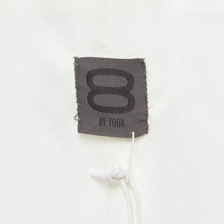 Pre Owned 8 Yoox White Feather Trim Tweed Blazer and Skirt Set M