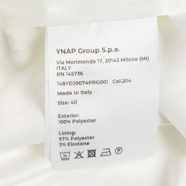 Pre Owned 8 Yoox White Feather Trim Tweed Blazer and Skirt Set M