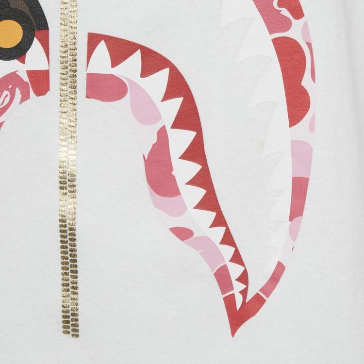 Pre Owned A Bathing Ape Baby Milo Shark Print Cotton T-Shirt M
