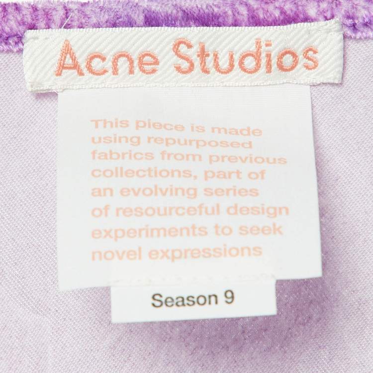 Pre Owned Acne Studios Purple Velvet Crop Top and Track Pants Set L